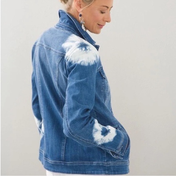 🆕CHICO’S 💙Tie Dye Comfy Denim Jacket - Picture 2 of 16